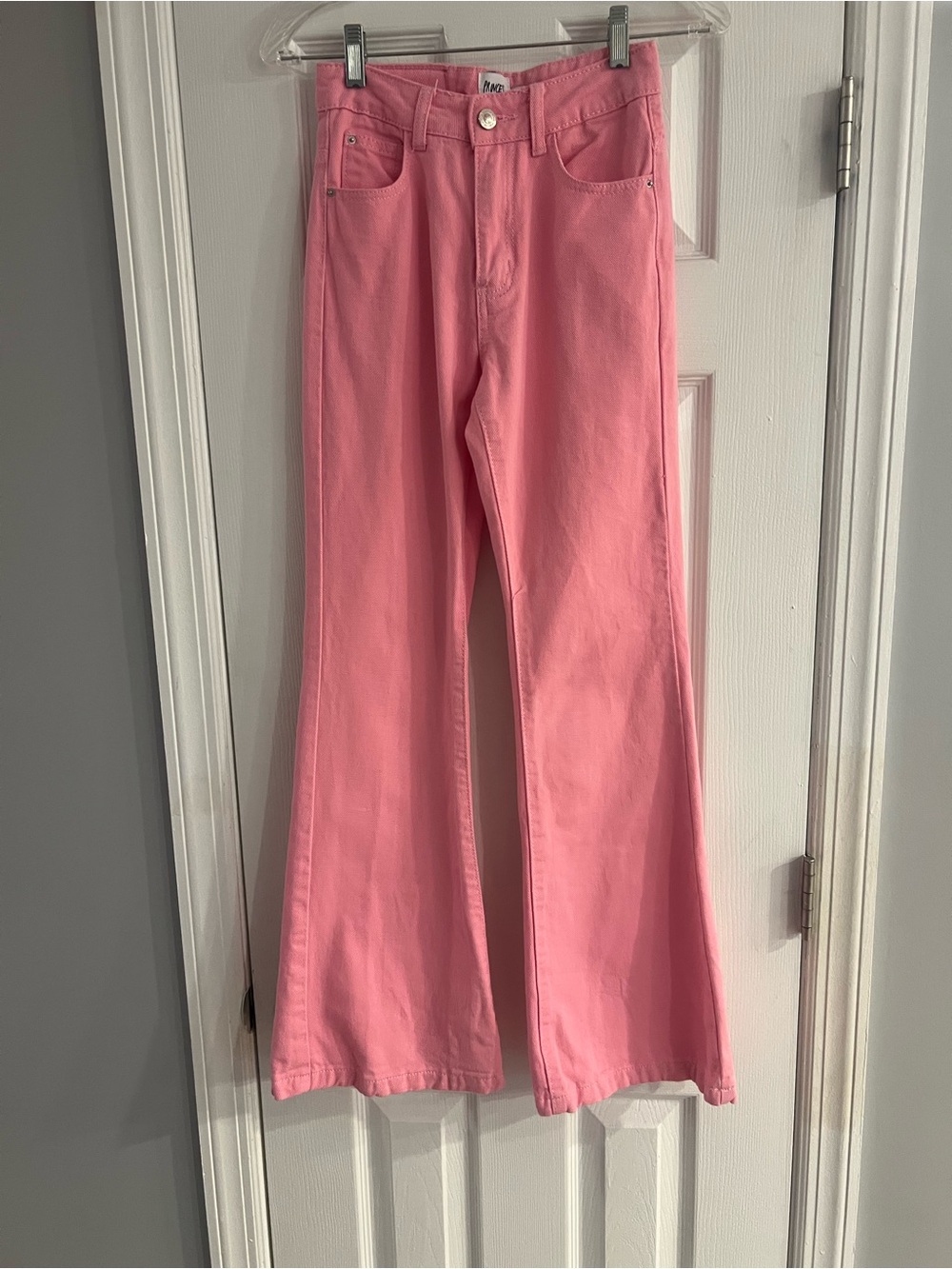 Princess Polly Pink Flare Wide Leg Jeans